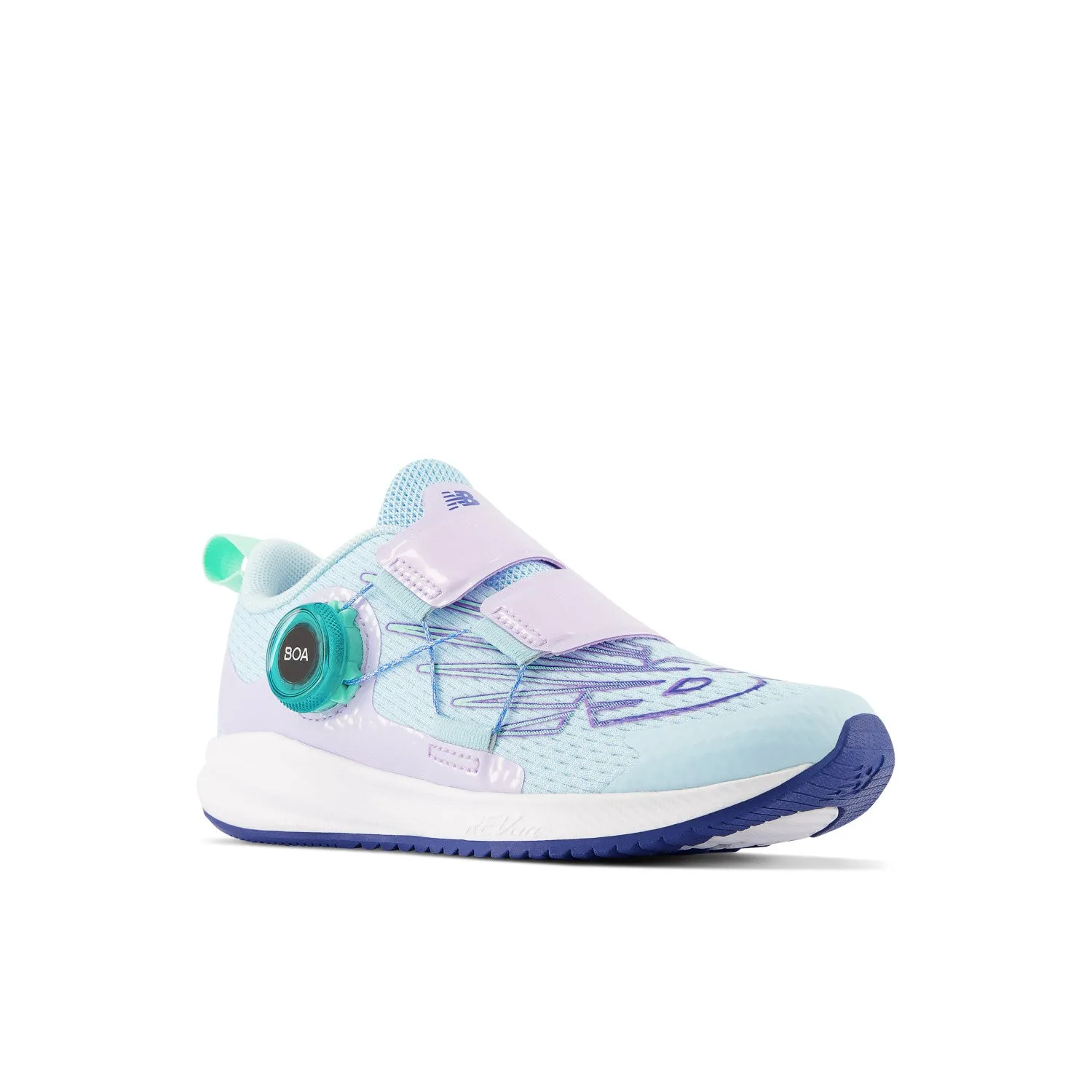 Little Kid's New Balance FuelCore Reveal v3 BOA Color: Blue with Cyber Lilac and Blue Groove (MEDIUM/WIDE WIDTH)