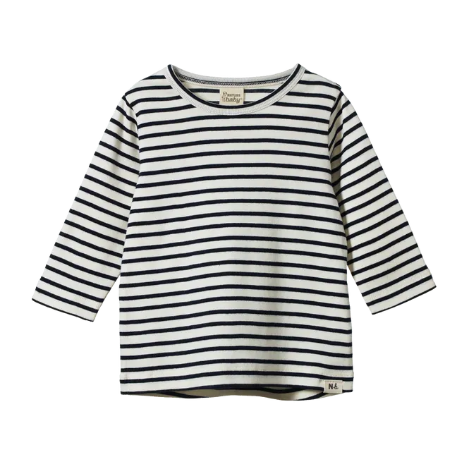 Long Sleeve River Tee - Navy Sailor Stripe