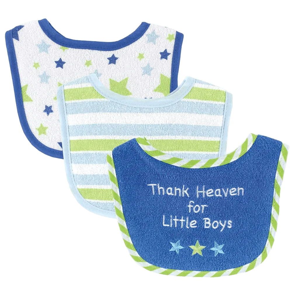 Luvable Friends I Love Mommy and Daddy Baby Bibs, Blue Daddy, 3 Count