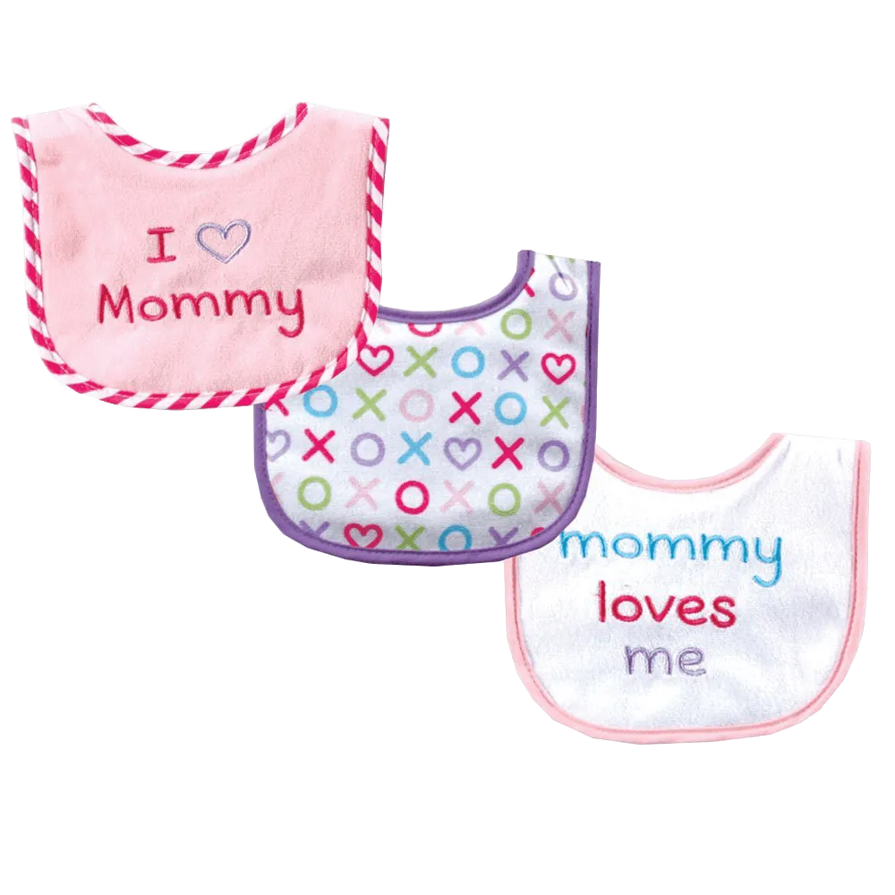 Luvable Friends I Love Mommy and Daddy Baby Bibs, Blue Daddy, 3 Count