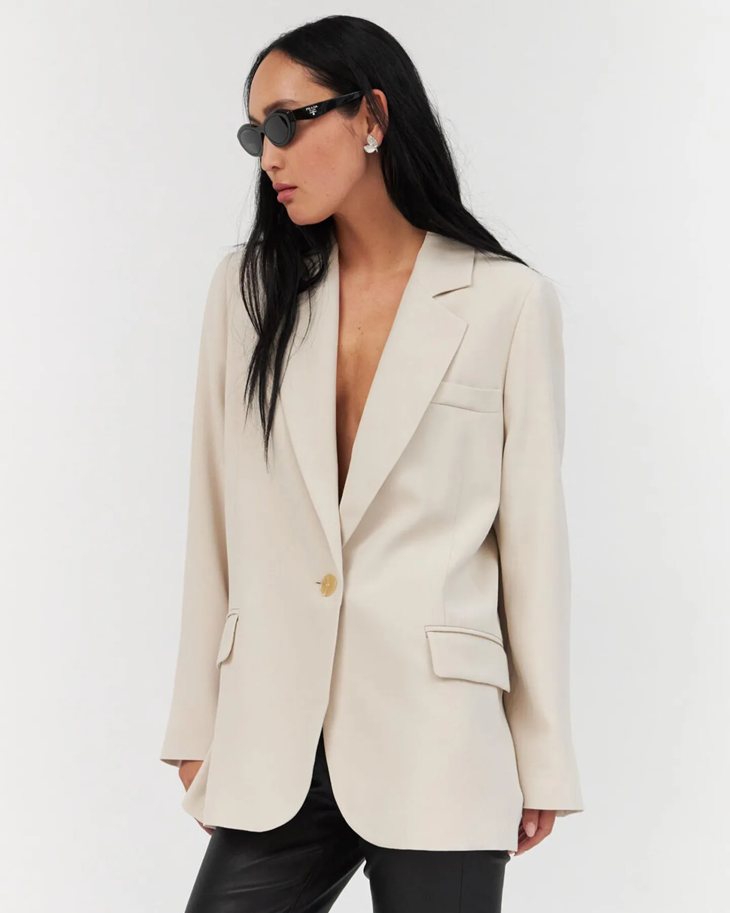 MARLENE SATIN BACK BLAZER - BEIGE