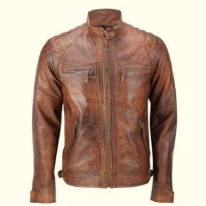 Men Rugged Racer Leather Jacket