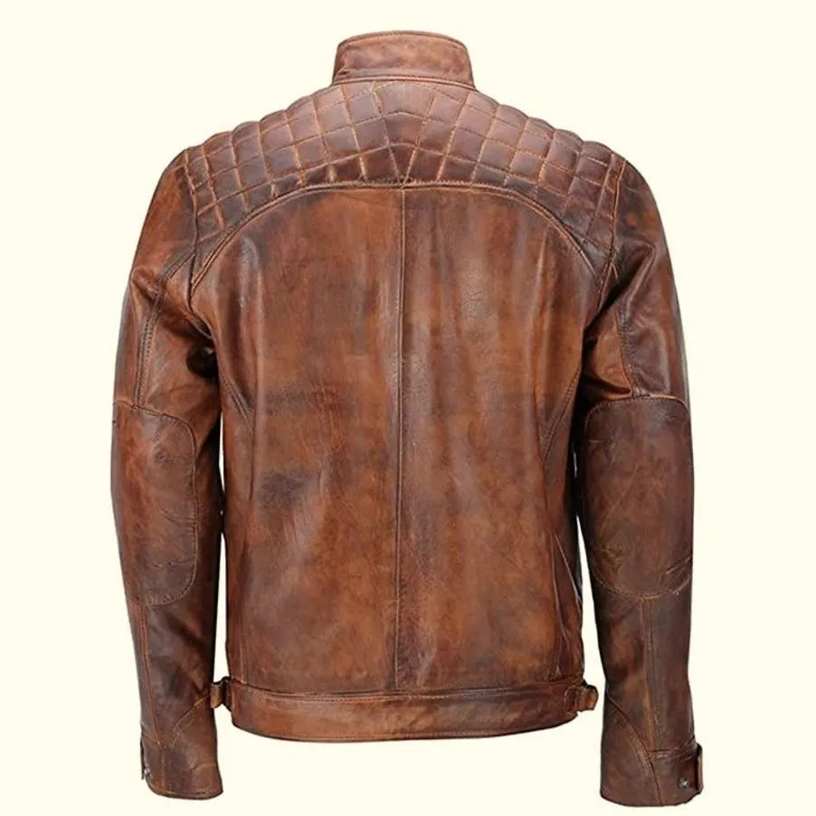 Men Rugged Racer Leather Jacket