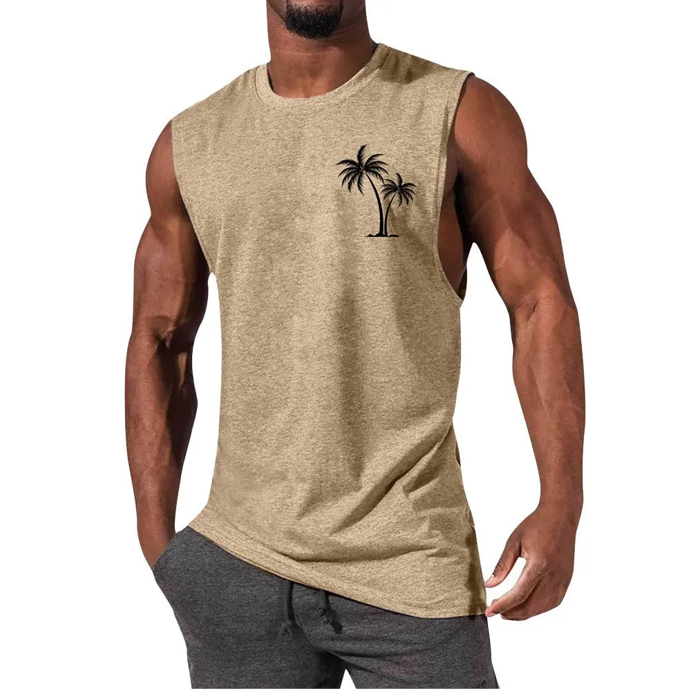 Men Vest Summer Beach Tank Tops Workout Fitness T-Shirt