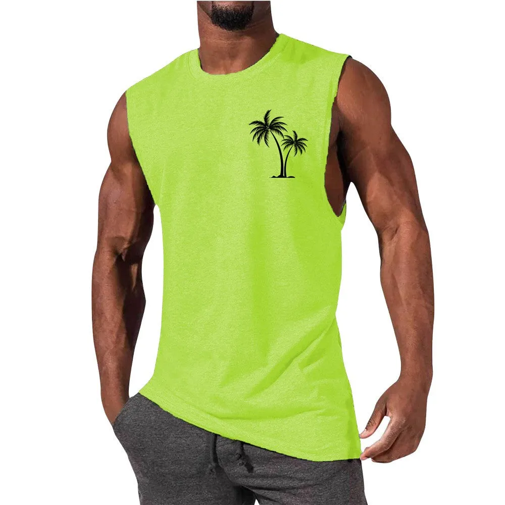 Men Vest Summer Beach Tank Tops Workout Fitness T-Shirt