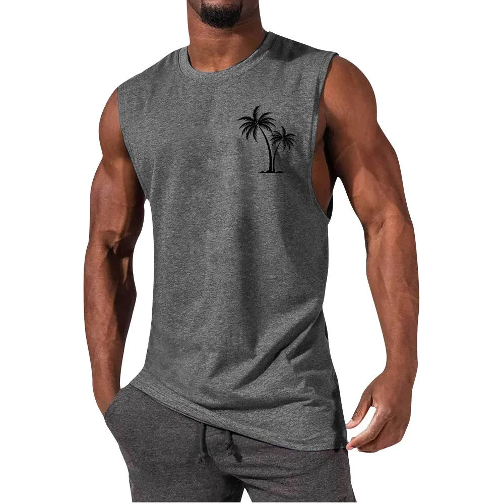 Men Vest Summer Beach Tank Tops Workout Fitness T-Shirt