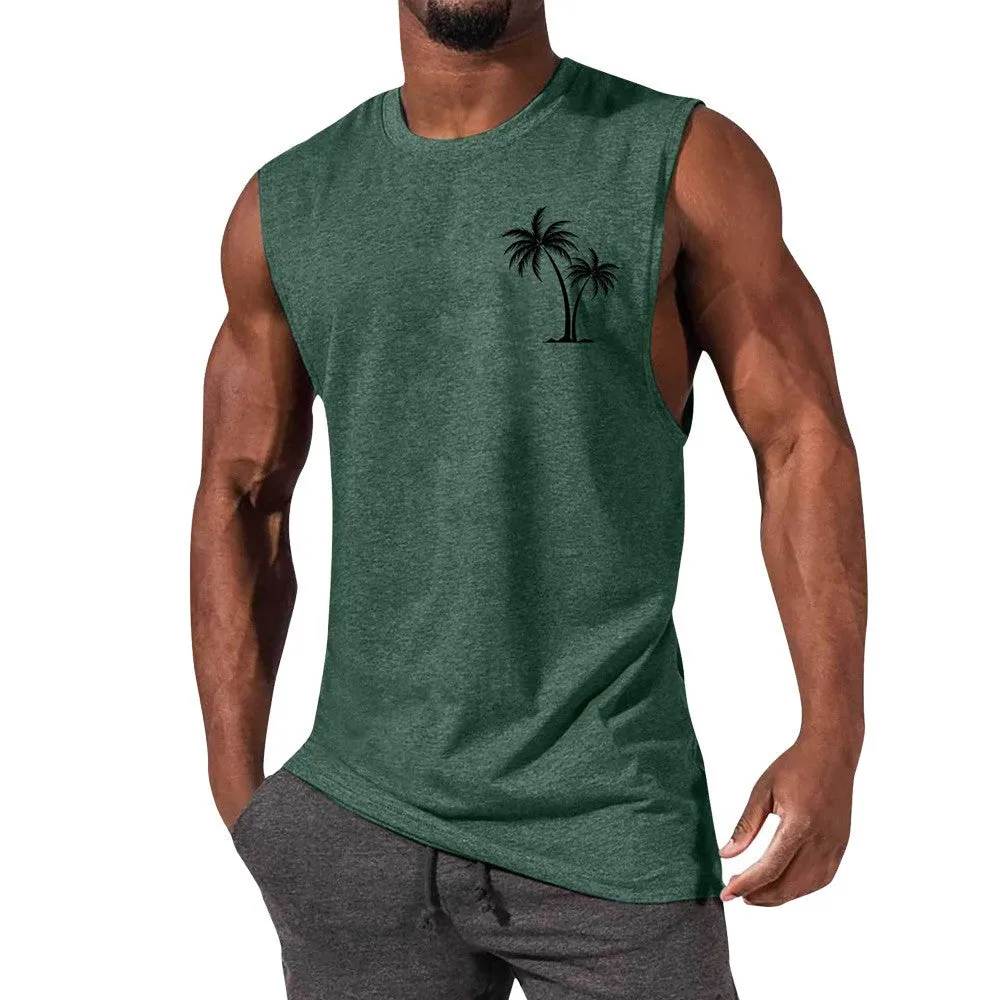 Men Vest Summer Beach Tank Tops Workout Fitness T-Shirt