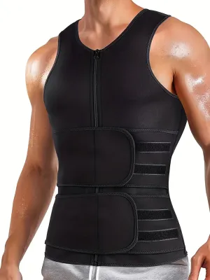 Mens High-Intensity Sweat Boosting Compression Vest - Ultimate Workout Support with Comfortable Back Compression & Waist Trimmer Tank Top for Fitness Enthusiasts