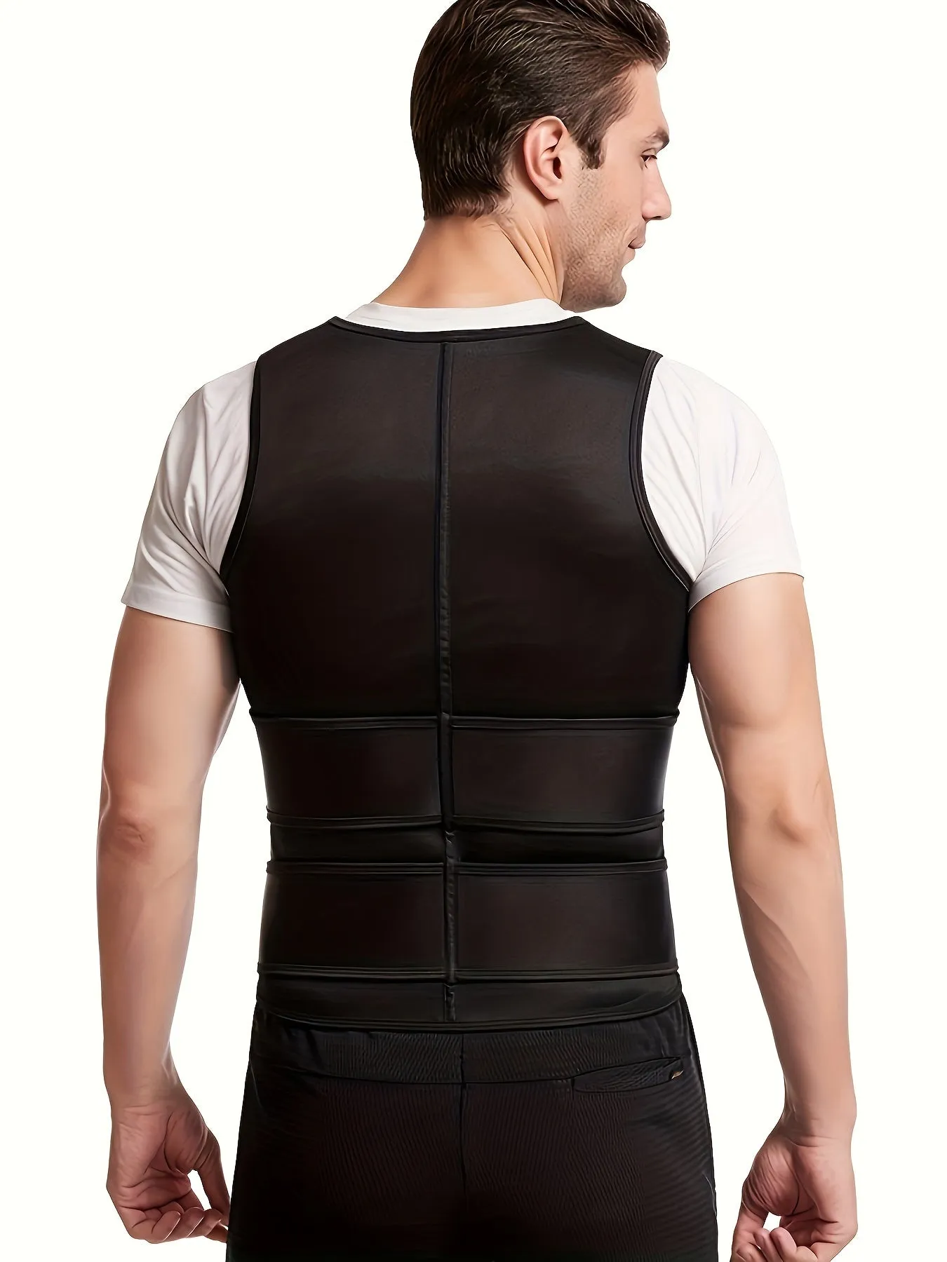 Mens High-Intensity Sweat Boosting Compression Vest - Ultimate Workout Support with Comfortable Back Compression & Waist Trimmer Tank Top for Fitness Enthusiasts