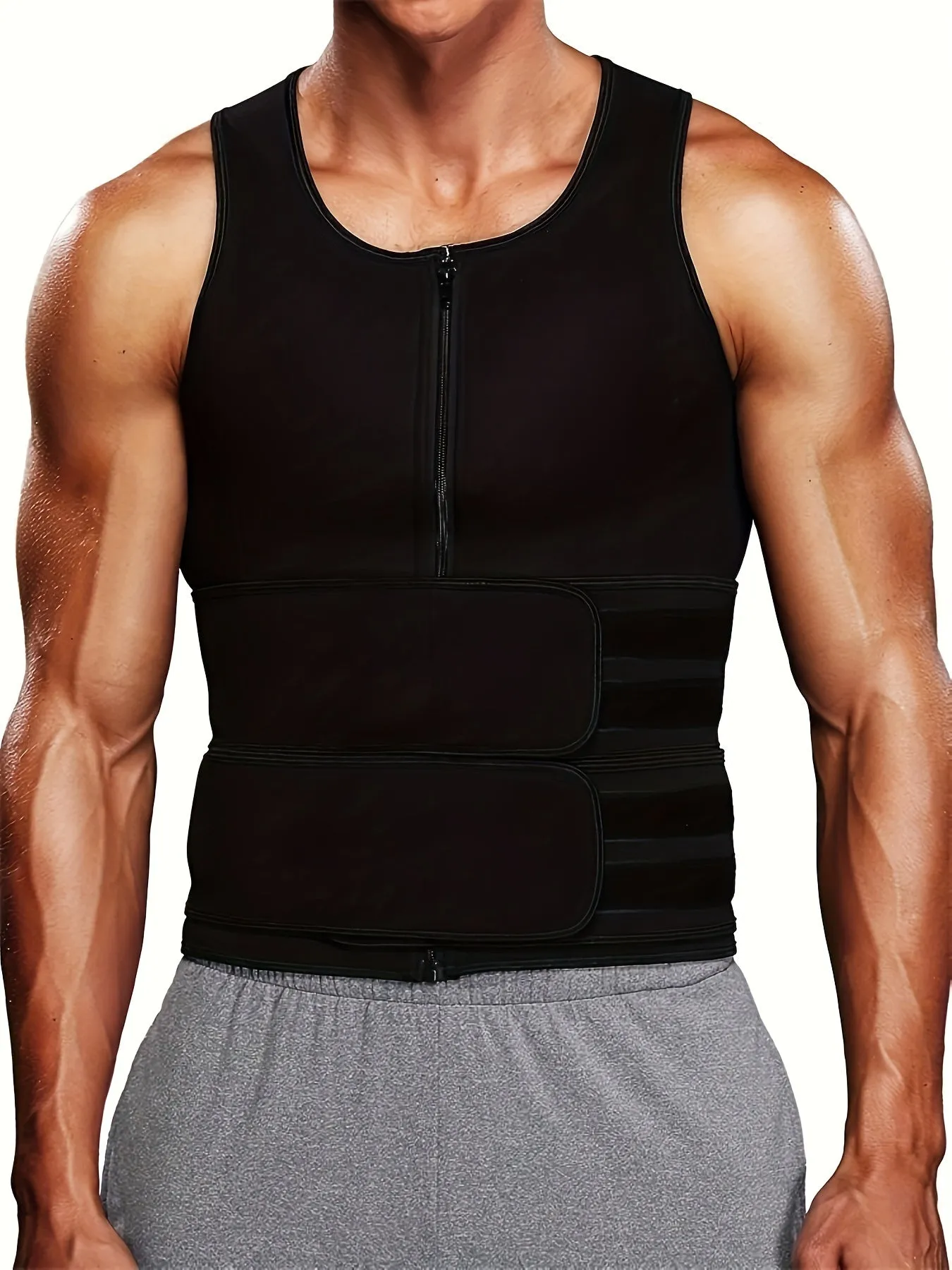 Mens High-Intensity Sweat Boosting Compression Vest - Ultimate Workout Support with Comfortable Back Compression & Waist Trimmer Tank Top for Fitness Enthusiasts