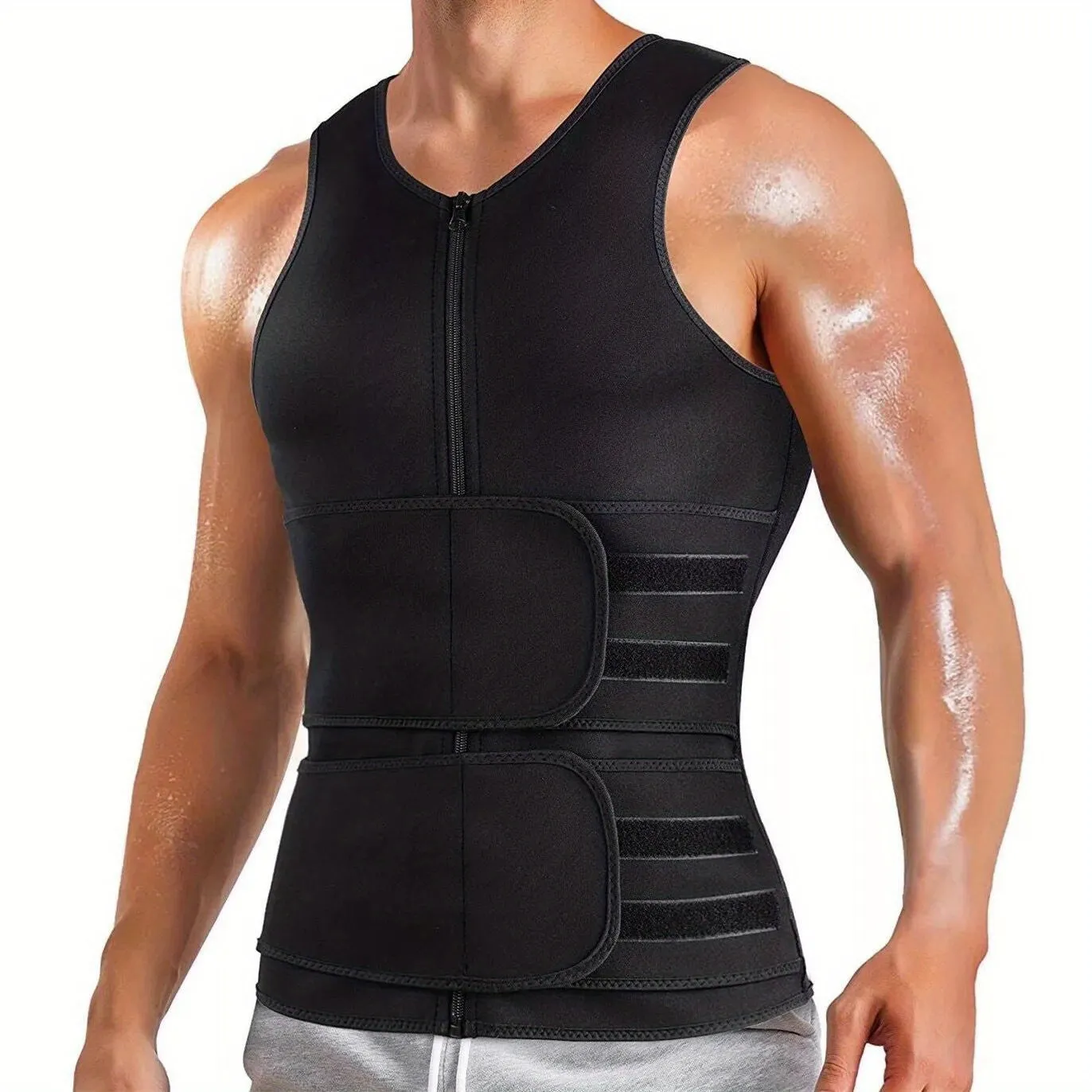 Mens High-Intensity Sweat Boosting Compression Vest - Ultimate Workout Support with Comfortable Back Compression & Waist Trimmer Tank Top for Fitness Enthusiasts