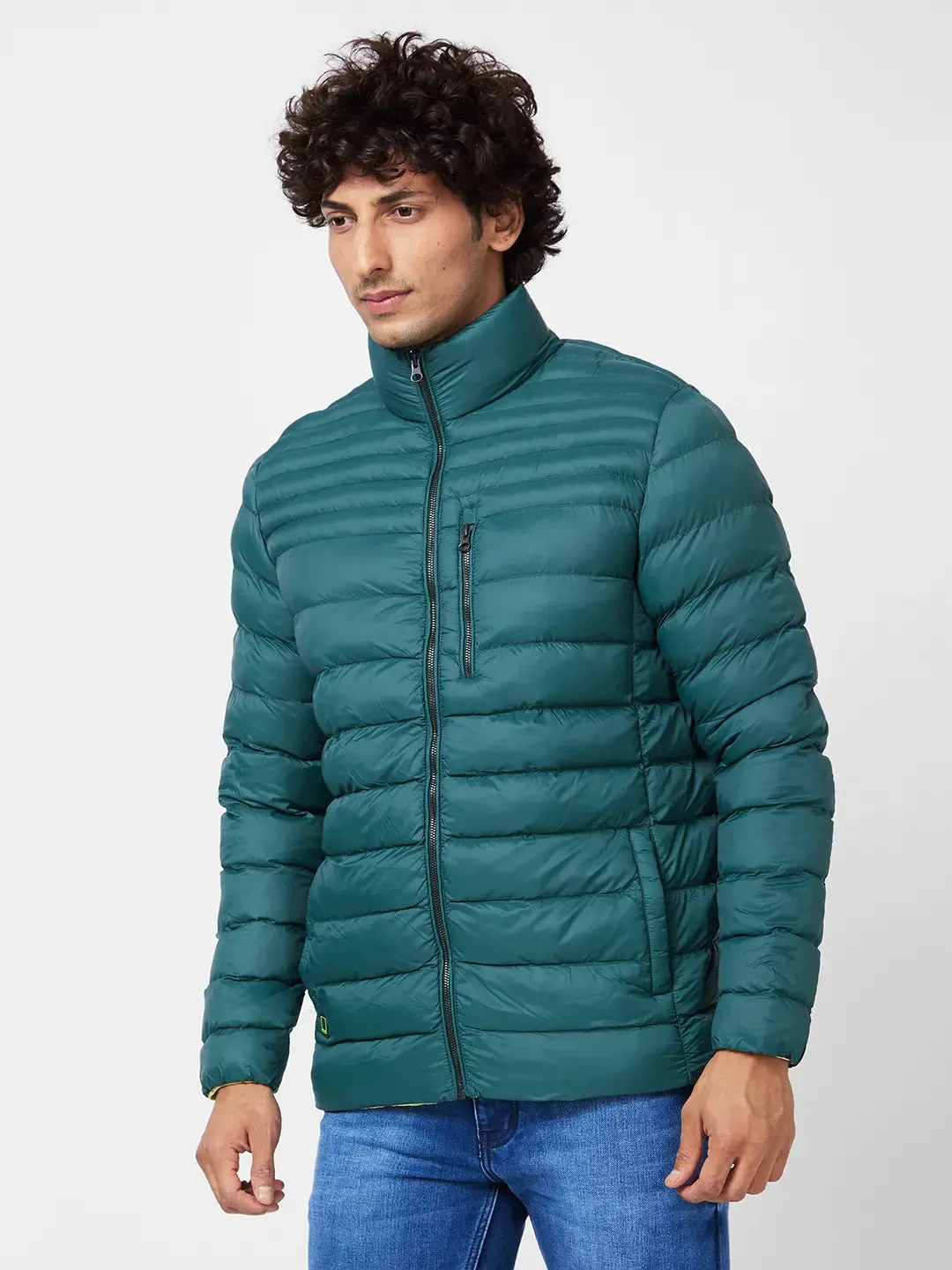 Men'S Packable Puffer Jacket With Br and ed Print On Neck