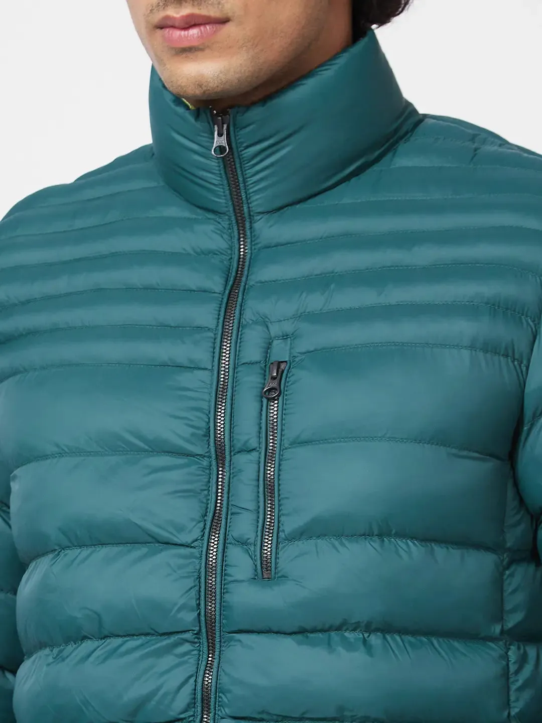 Men'S Packable Puffer Jacket With Br and ed Print On Neck