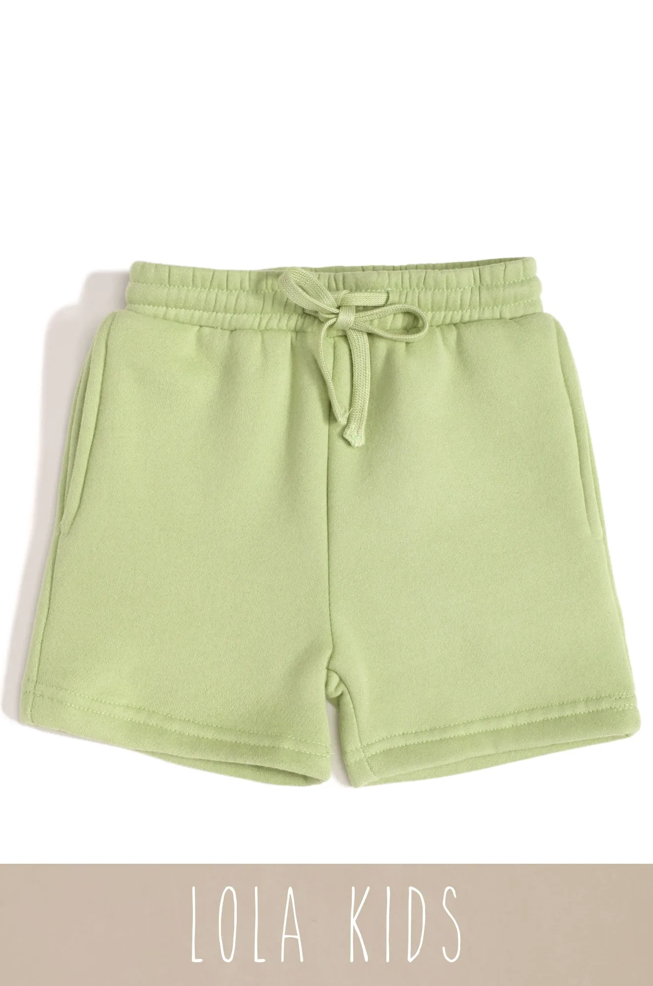 Mini Cozy Feels Kids Fleece Shorts - Sage