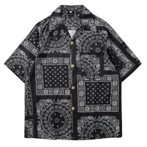 MoneRffi Kimono Style Mens Shirt Janpanese Style Print Loose Harajuku Shirts Women Men Couple Kimonos Yukata Tops Summer