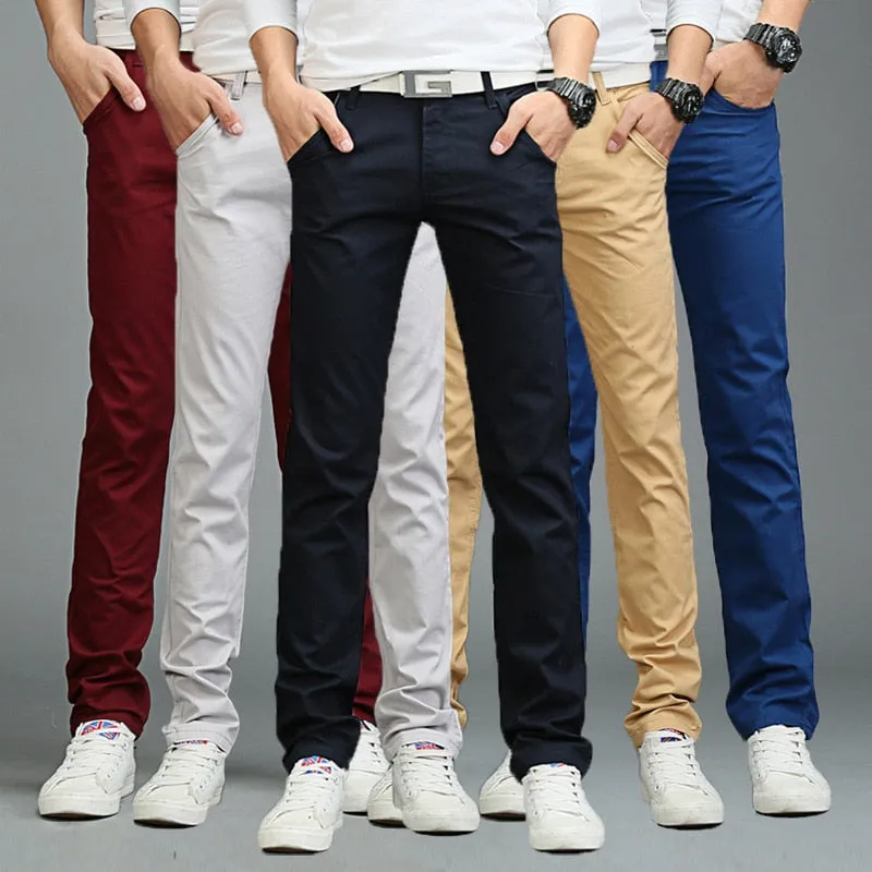 Newly Fashion Men Business Casual Pants Cotton Slim Straight Trousers Spring Summer Long Pants VK-ING