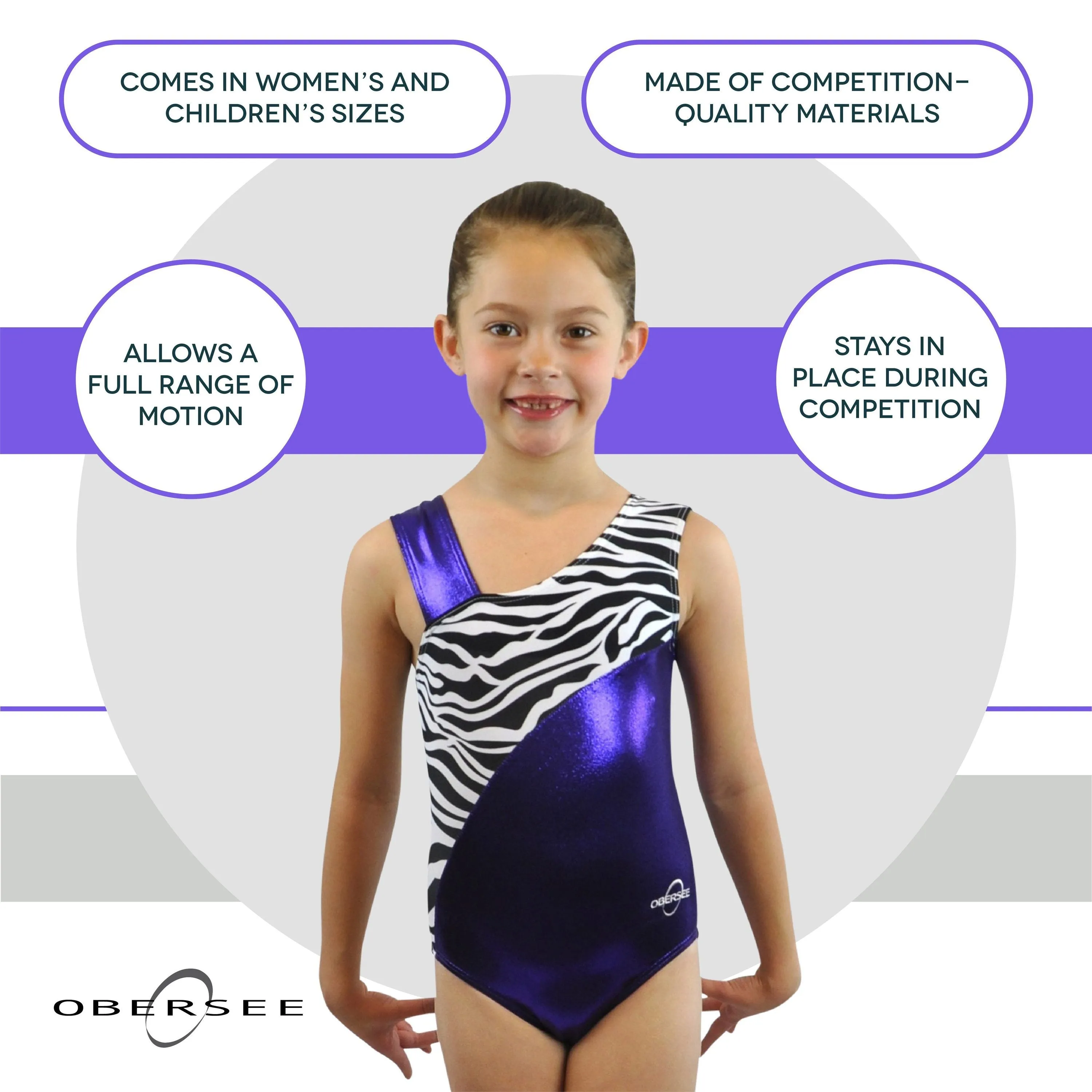 O3GL032 Obersee Girls Gymnastics Leotard One-Piece Athletic Activewear