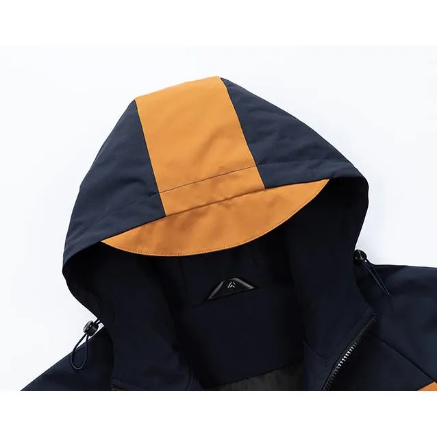 Patchwork Outdoor Windproof Raincoat Hooded Jacket