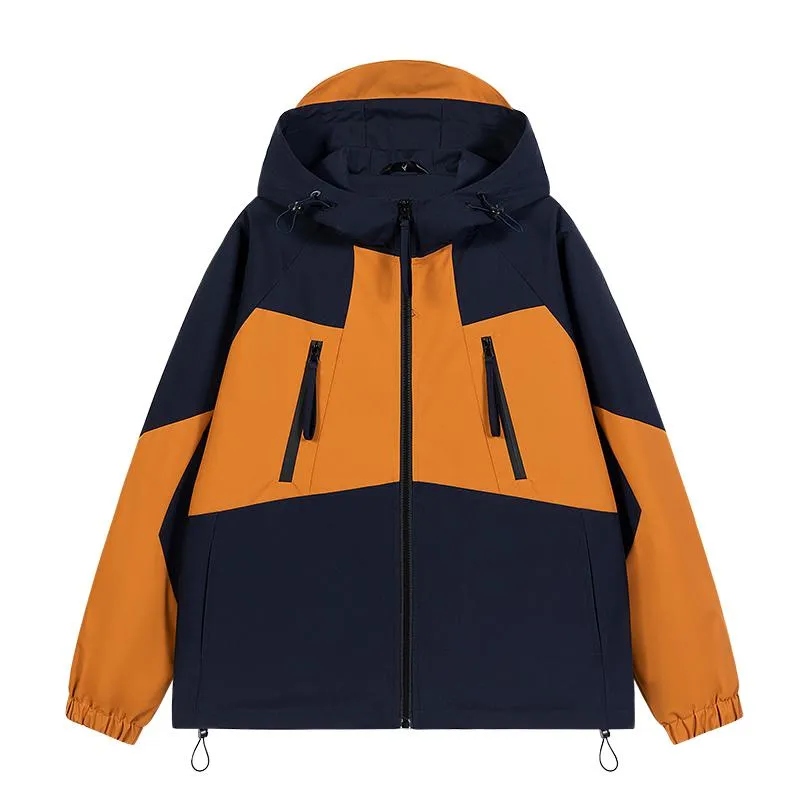 Patchwork Outdoor Windproof Raincoat Hooded Jacket