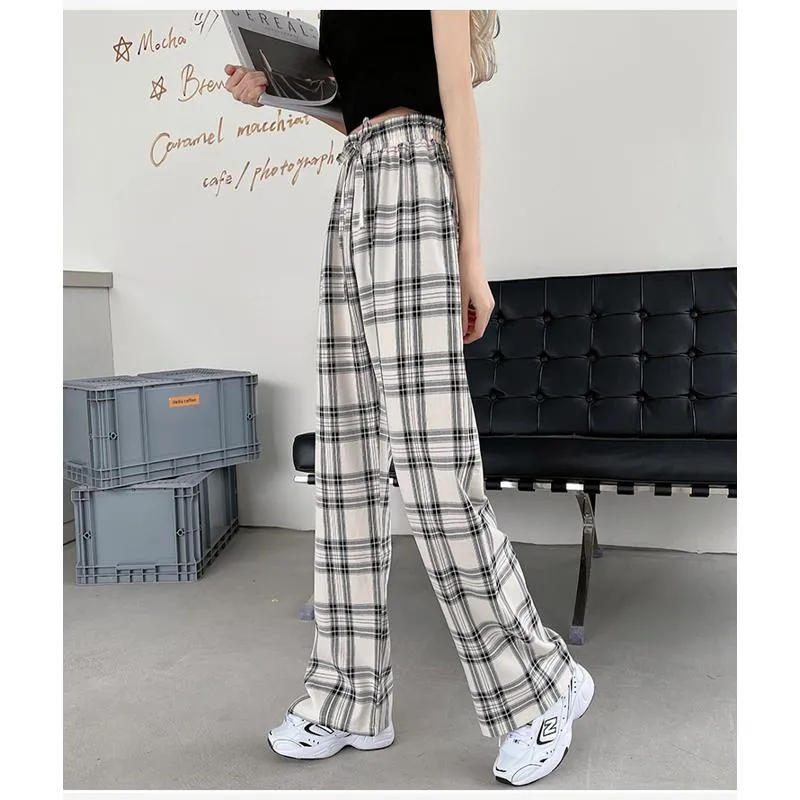 Plus Plaid Tapered Wide-Leg Pants