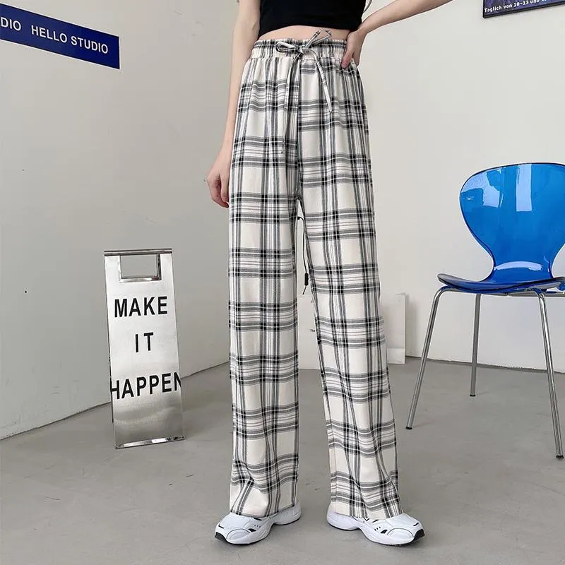 Plus Plaid Tapered Wide-Leg Pants