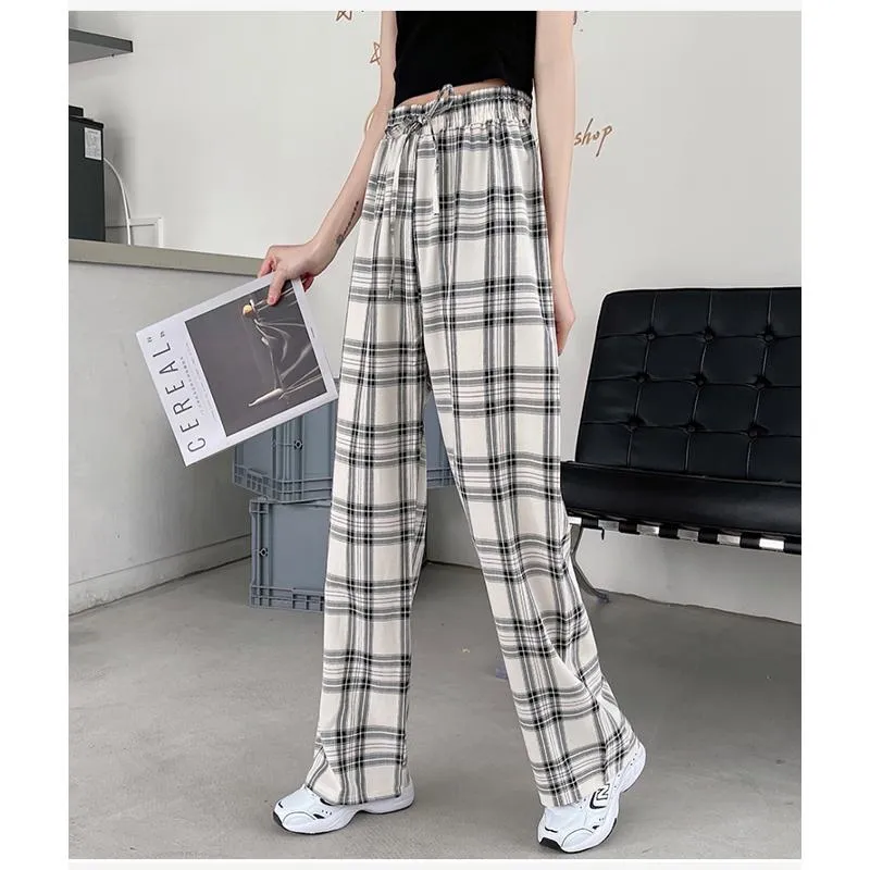 Plus Plaid Tapered Wide-Leg Pants