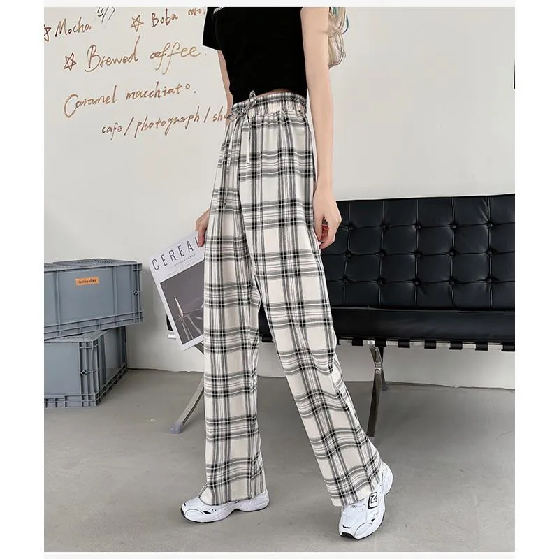 Plus Plaid Tapered Wide-Leg Pants