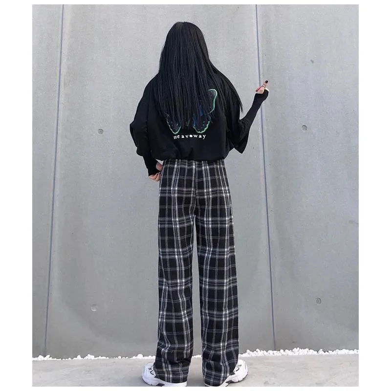 Plus Plaid Tapered Wide-Leg Pants