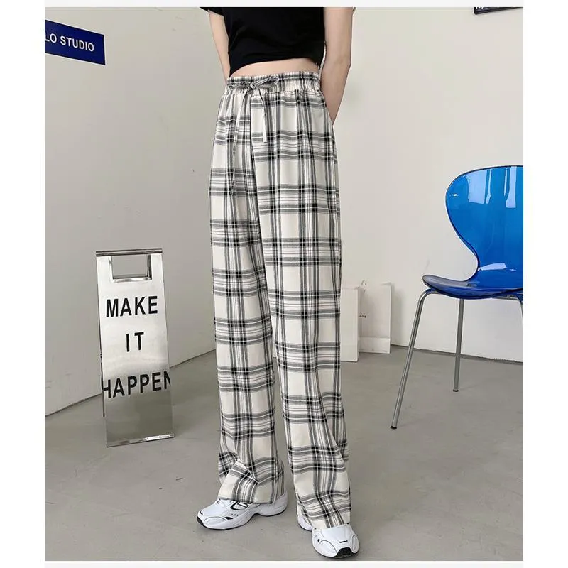 Plus Plaid Tapered Wide-Leg Pants