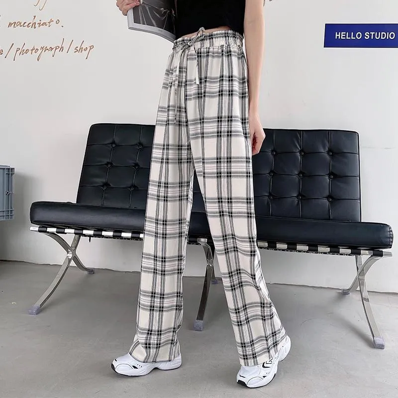 Plus Plaid Tapered Wide-Leg Pants