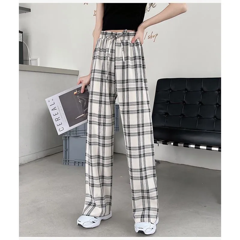 Plus Plaid Tapered Wide-Leg Pants