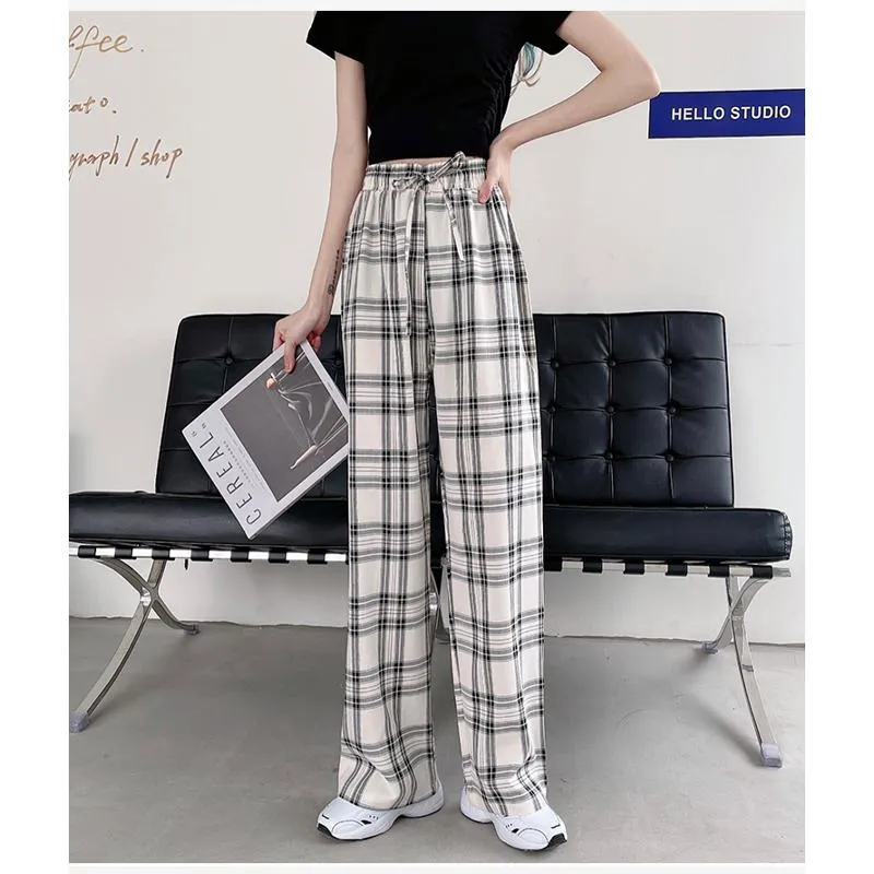 Plus Plaid Tapered Wide-Leg Pants