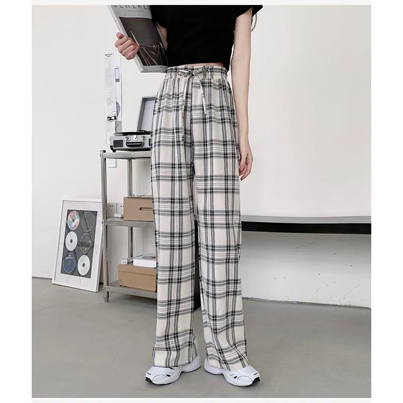 Plus Plaid Tapered Wide-Leg Pants