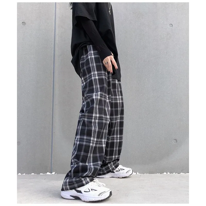 Plus Plaid Tapered Wide-Leg Pants