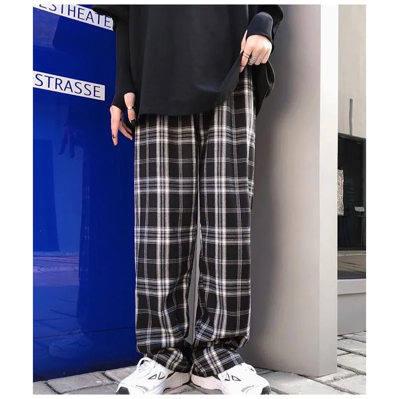 Plus Plaid Tapered Wide-Leg Pants