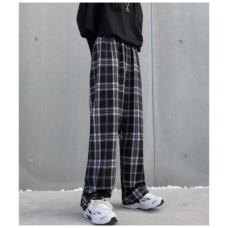 Plus Plaid Tapered Wide-Leg Pants