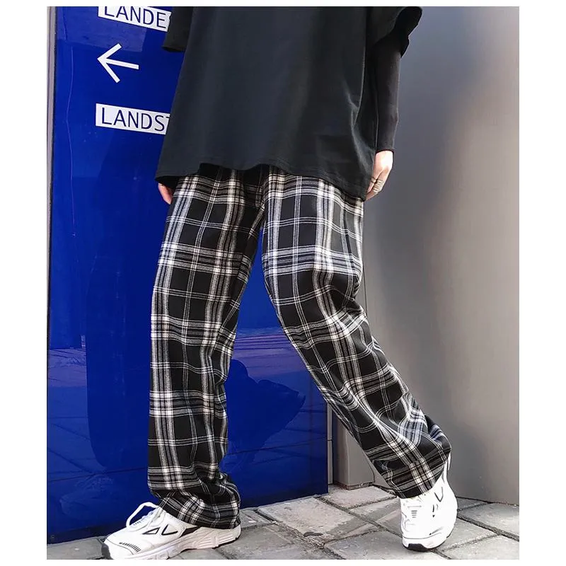 Plus Plaid Tapered Wide-Leg Pants