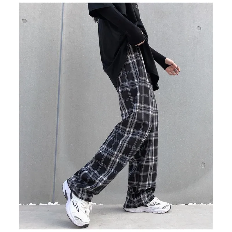 Plus Plaid Tapered Wide-Leg Pants