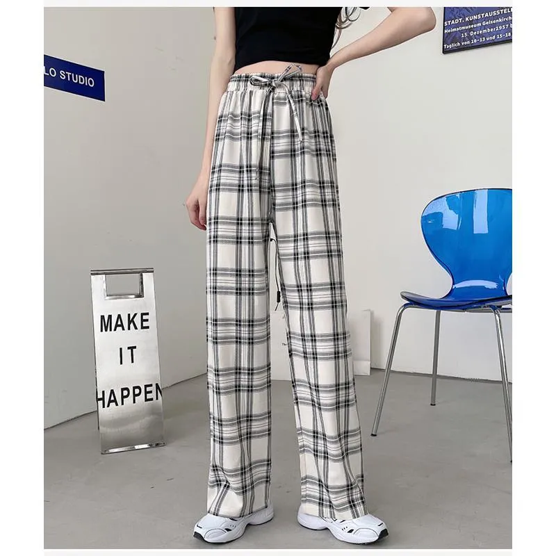 Plus Plaid Tapered Wide-Leg Pants