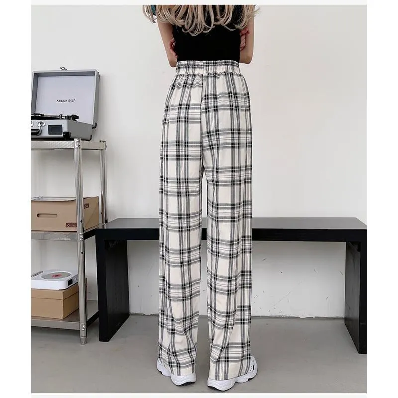 Plus Plaid Tapered Wide-Leg Pants