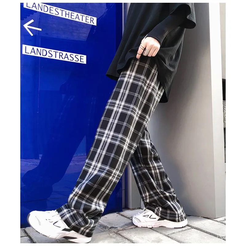 Plus Plaid Tapered Wide-Leg Pants