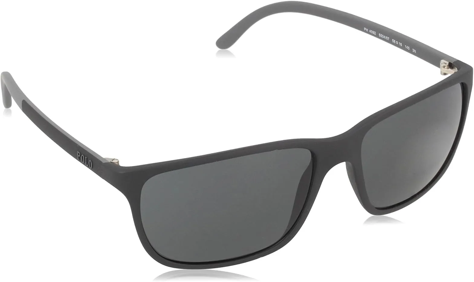 Polo Ralph Lauren Men's 0PH4092 Square Sunglasses, Matte Black,Grey,Grey & Black Matte, 58 mm