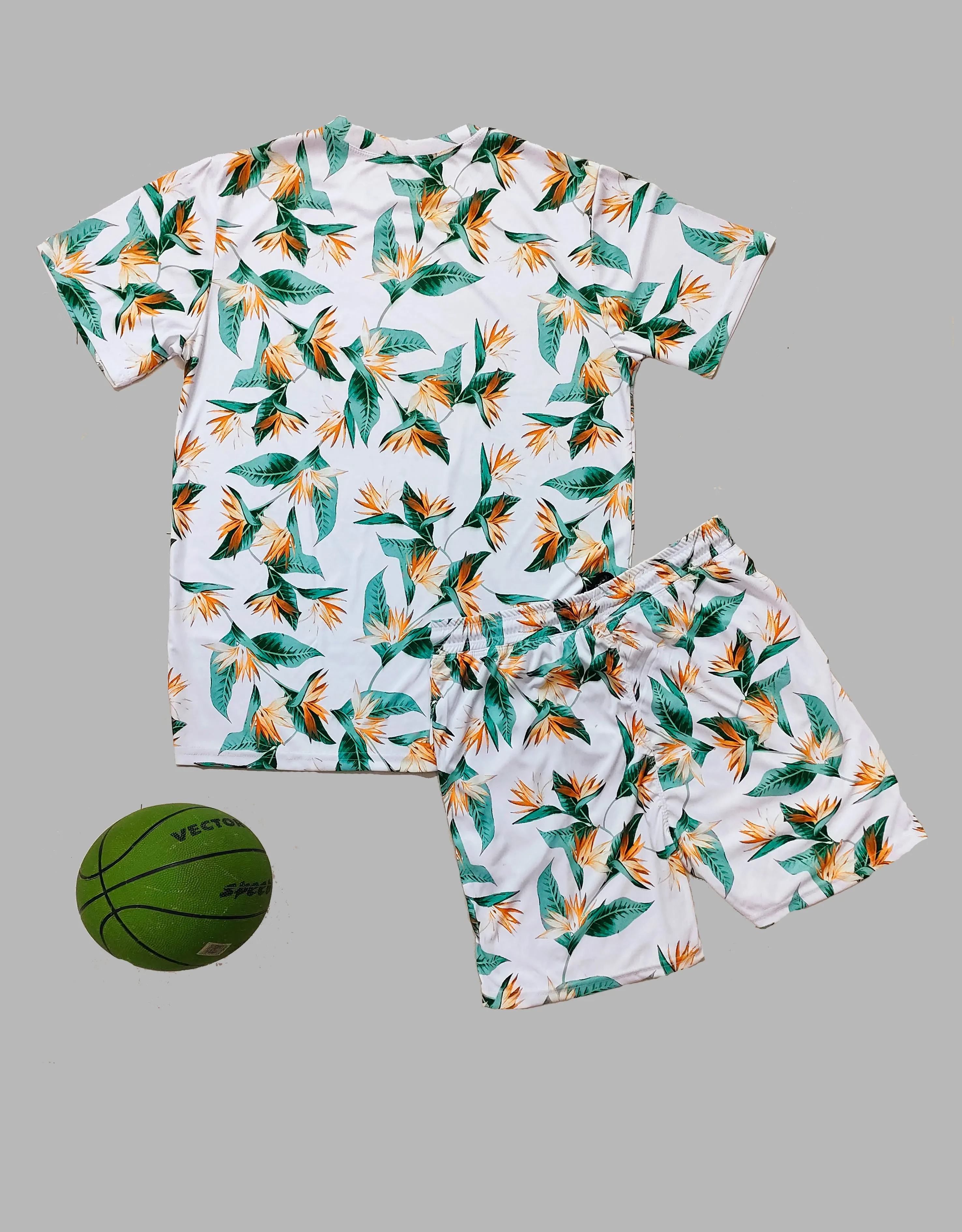 Printed Men Co-ord Set (White::Green)