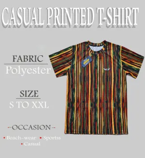 Printed Round Neck T-shirt (Multicolor) (Pack of 1)