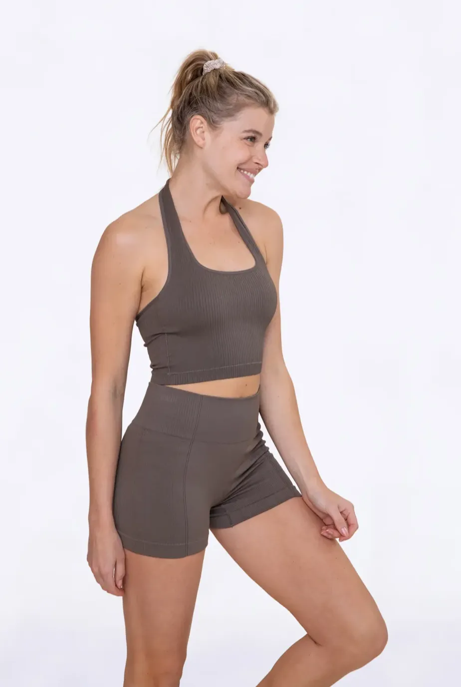 Ribbed & Seamless Shorts & Halter Top Set