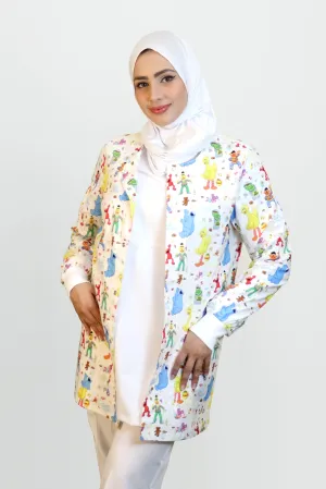 Sesame Street Printed Scrub Jacket