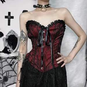 Sexy Floral Lace Corset Bustier Vintage Gothic Top