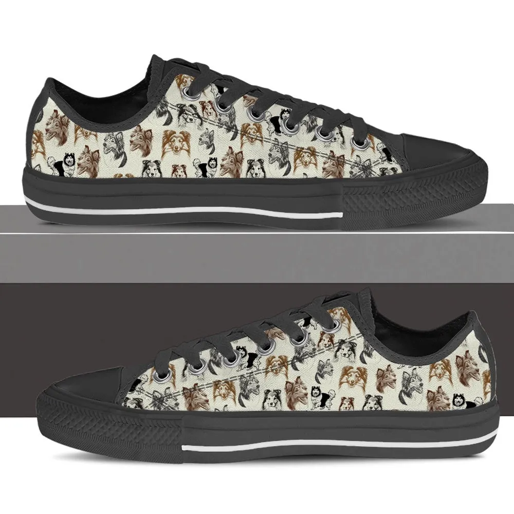 Shetland Sheepdog Low Top Shoes - Low Top Sneaker, Dog Printed Shoes, Canvas Shoes For Men, Women