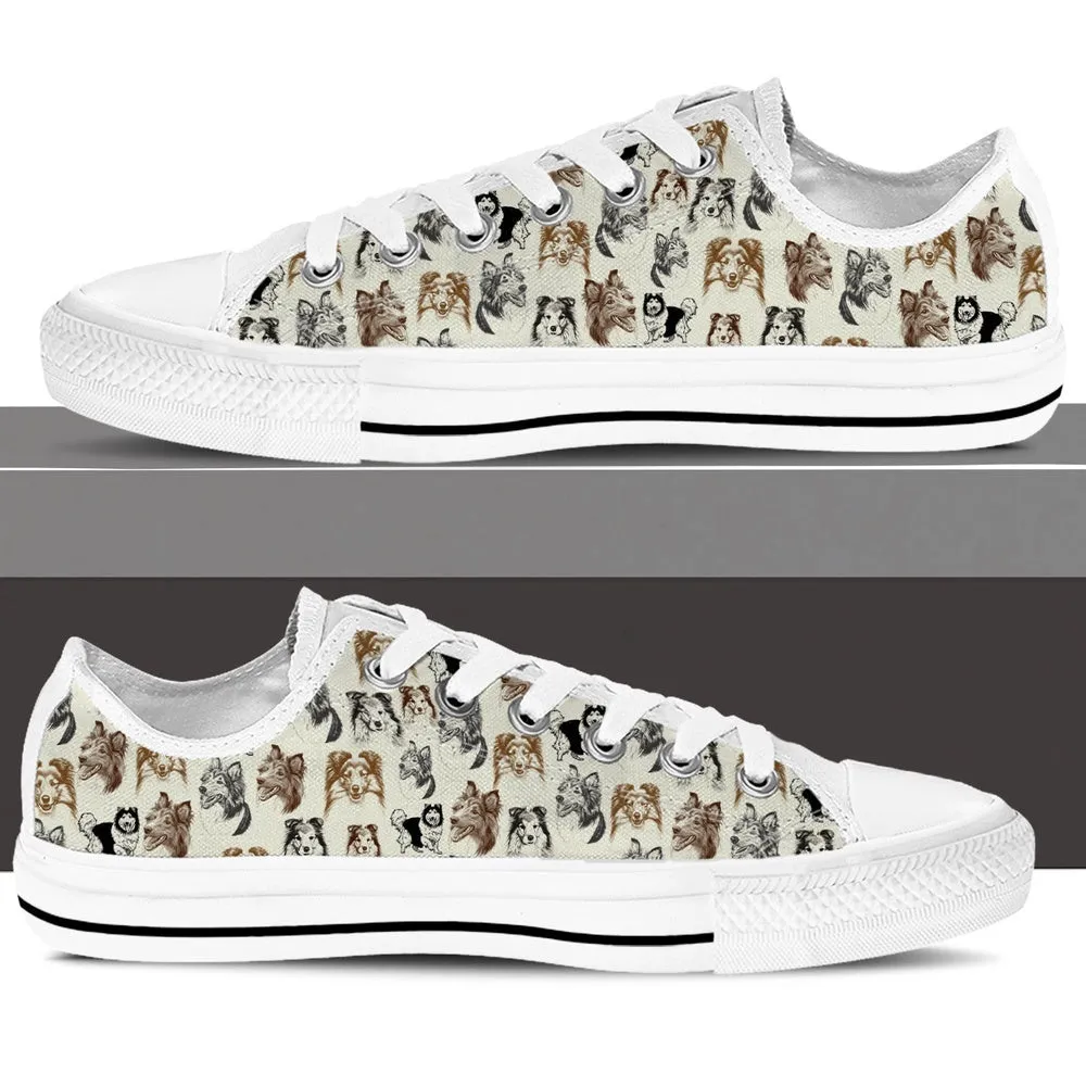 Shetland Sheepdog Low Top Shoes - Low Top Sneaker, Dog Printed Shoes, Canvas Shoes For Men, Women