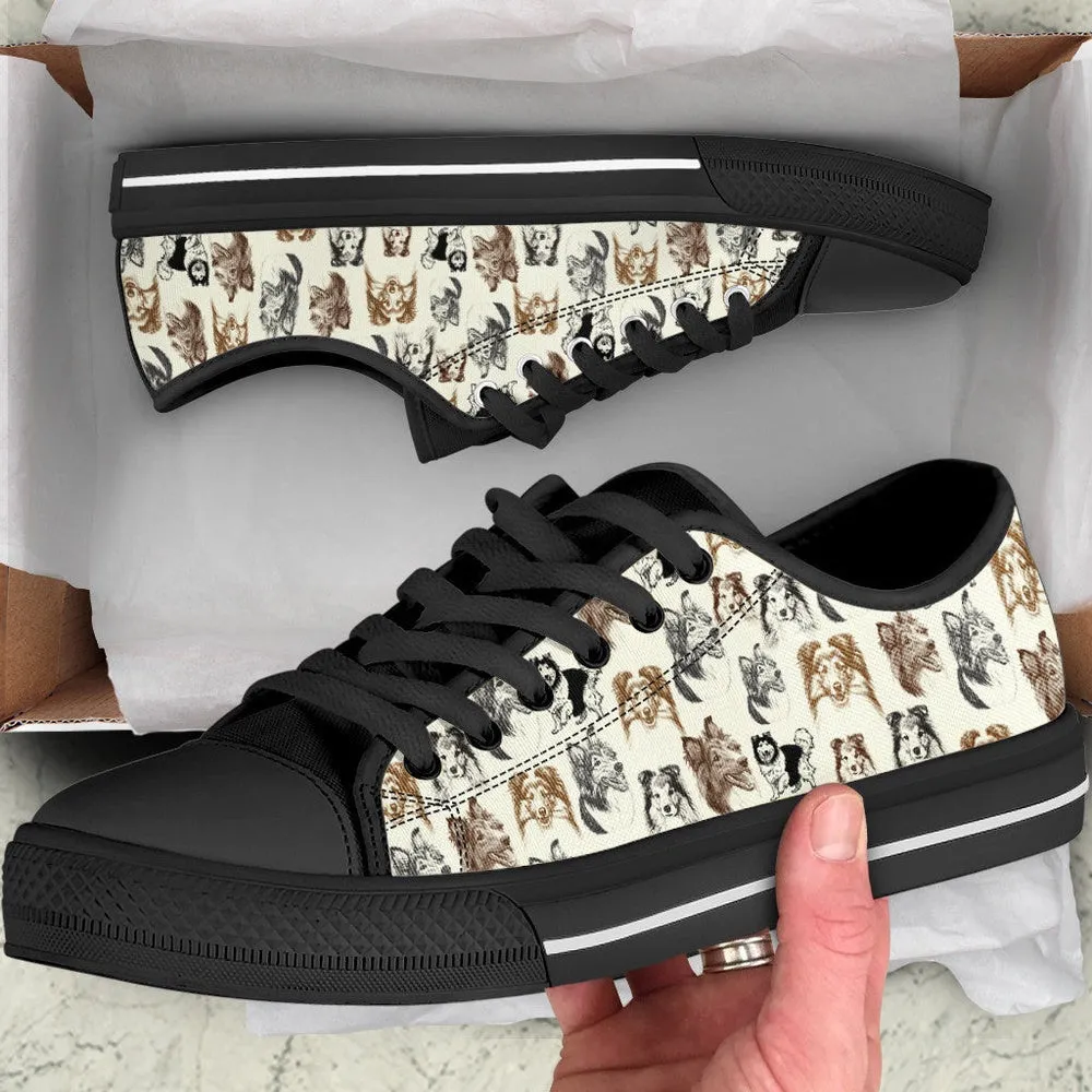 Shetland Sheepdog Low Top Shoes - Low Top Sneaker, Dog Printed Shoes, Canvas Shoes For Men, Women